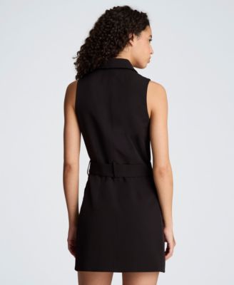 Women's Notched Lapel Belted Dress
