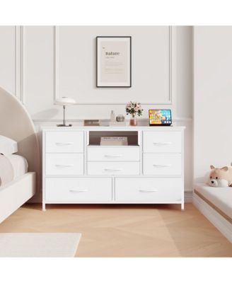 8-Drawer LED TV Stand with Power Outlet, 22 Color Lighting Media Console for 55-Inch TVs Storage Cabinet