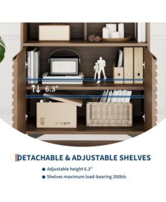 Fluted Storage Cabinet, Sideboard Buffet Cabinet with Storage & Adjustable Shelves for Living Room, Kitchen, Entryway