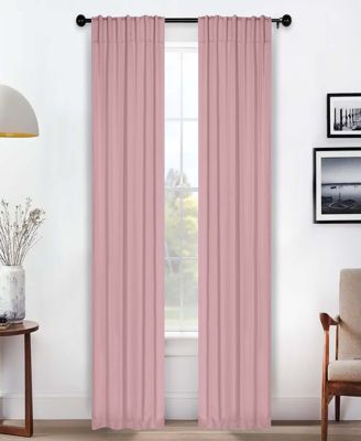 Solid Machine Room Darkening Blackout Curtains with Back Tabs, Set of 2