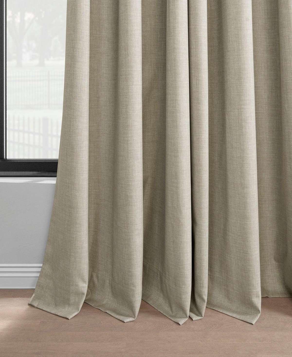 Half Price Drapes French Pleat Performance Linen Hotel Blackout Curtain