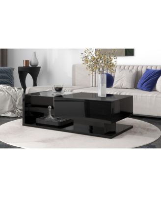  Modernist Glass-Wood Center Table