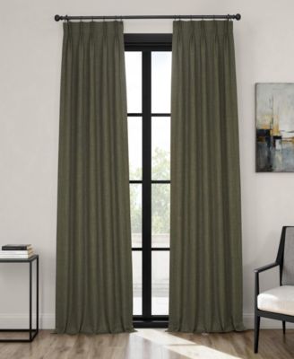 French Pleat Textured Faux Linen Room Darkening Curtain