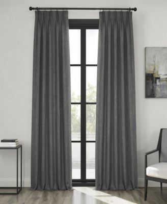 French Pleat Textured Faux Linen Room Darkening Curtain