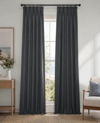French Pleat Textured Faux Linen Room Darkening Curtain