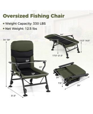 Oversized Folding Fishing Chair for Adults with Armrests, Portable Outdoor Chair