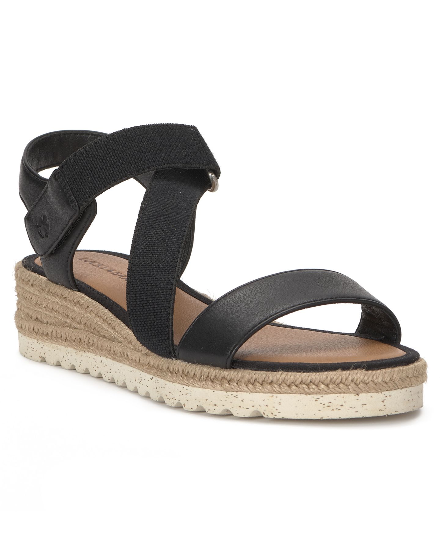 Женские сандалии Lucky Brand Tressy Platform Wedge, цвет: Чёрный гладкий — фото 1