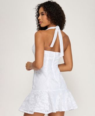 Junior's Embroidered Ruffle Hem Dress