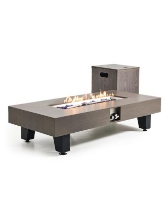 54" Propane Fire Pit Table w/ Rain Cover, 50,000 BTU Rectangular Heater