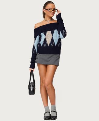 Women's Jakarie Argyle Foldover Sweater