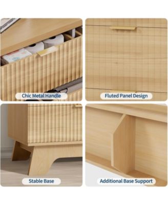 47'' modern dresser with 7 drawers and gold handles—stylish storage for bedroom, living room, hallway, or entryway.