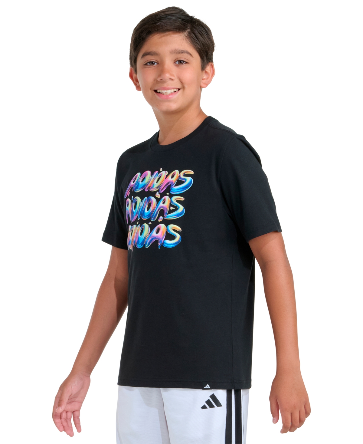 adidas Boys' 8-20 Short-Sleeve Chrome Lineage Stack T-Shirt