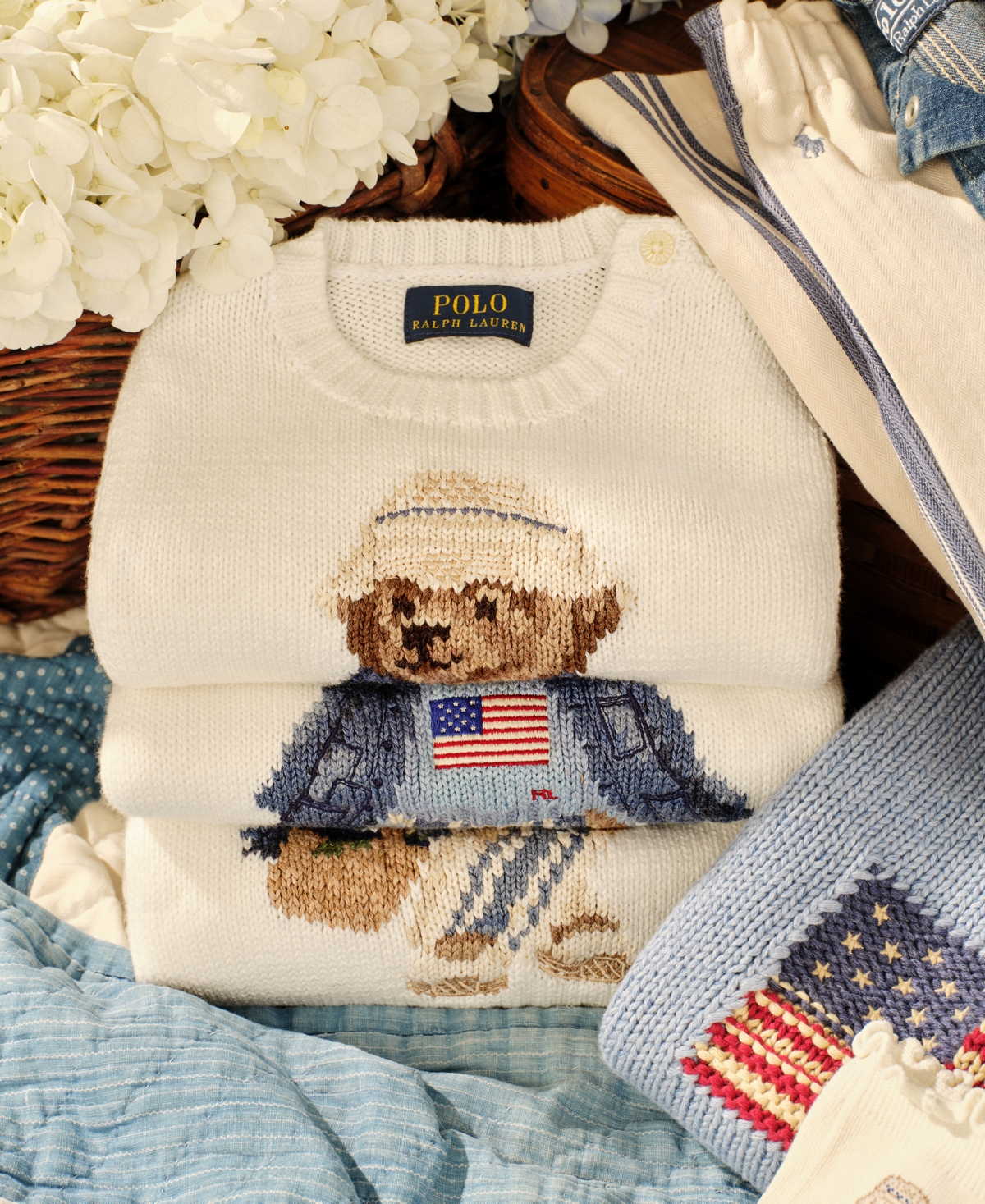 Polo Ralph Lauren Girls' 2T-6X Bear Crewneck Sweater