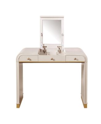 Classic Wood Vanity Desk with Flip Mirror & 2 Drawers, Champagne