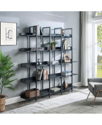 5 Tier Vintage Industrial Bookcase with Metal Frame & MDF Board