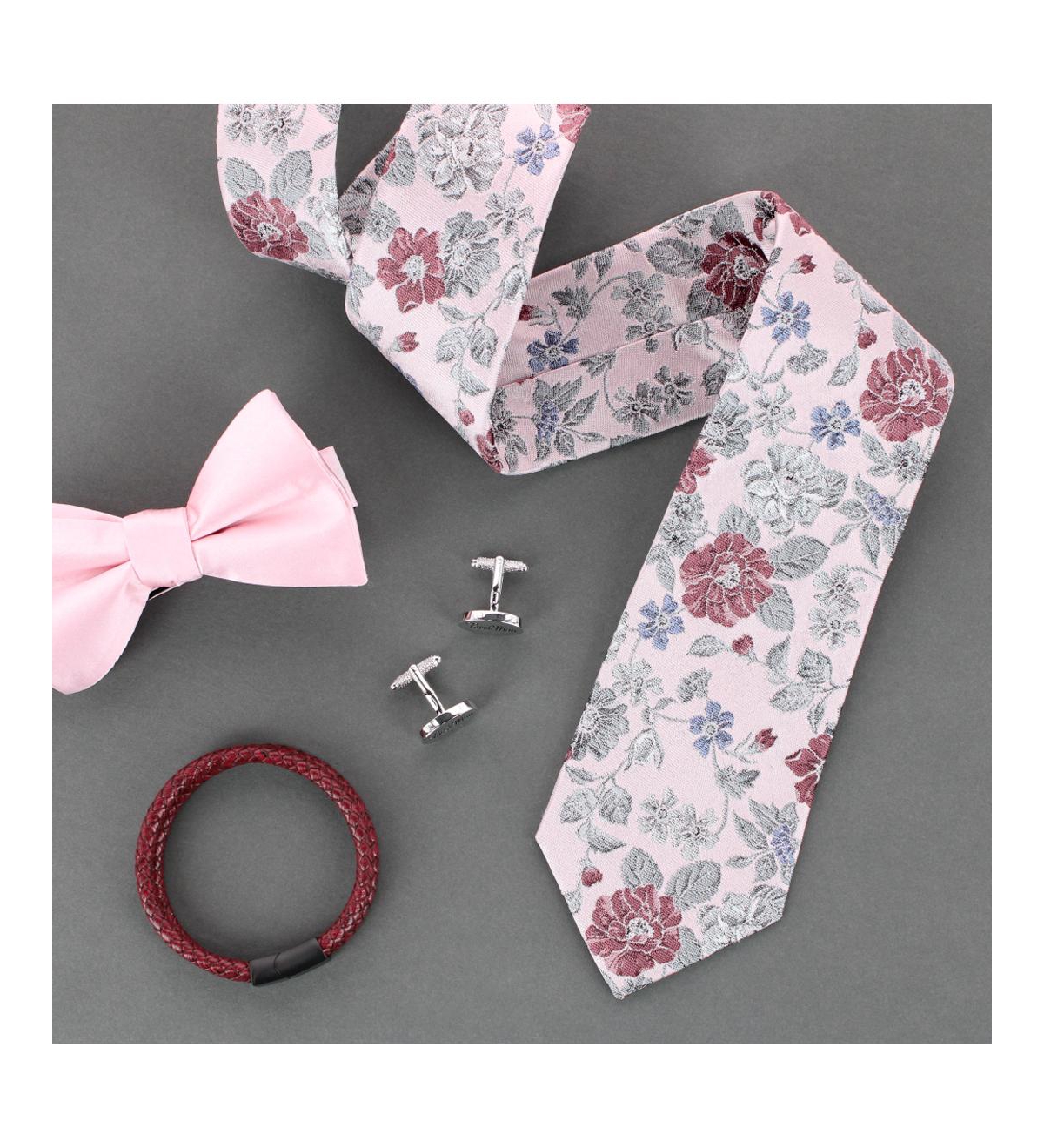 Trafalgar Men's Nico Subtle Vine and Flower Patterned Silk Necktie