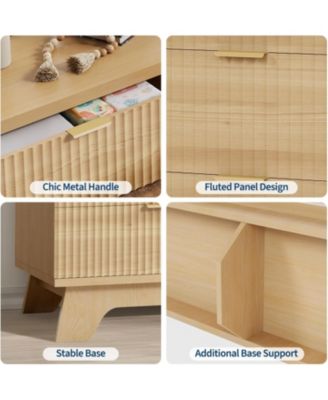 6 Drawer Dresser for Bedroom, 47" Wide Mid Century Modern Dresser with Gold Handle,Fluted Dressers Chest of Drawers,TV Stand,Storage Organizer