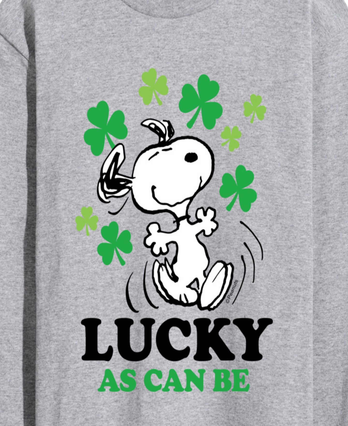 Мужская футболка AIRWAVES Peanuts Snoopy Lucky as can be St. Patrick's Day Long-Sleeve Graphic, цвет: Серый меланжевый — фото 3