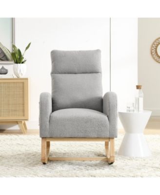 27.6W Modern Accent High Backrest Rocking Chair with Two Side Pockets 300LBS Capacity for Living Room Nursery