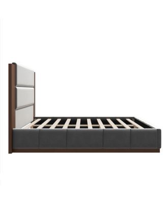 Elegant Upholstered Platform Bed with Extended Headboard