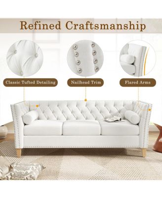 Elegant Transitional 3-Seat Sofa with Flared Arms & Nailhead Trim