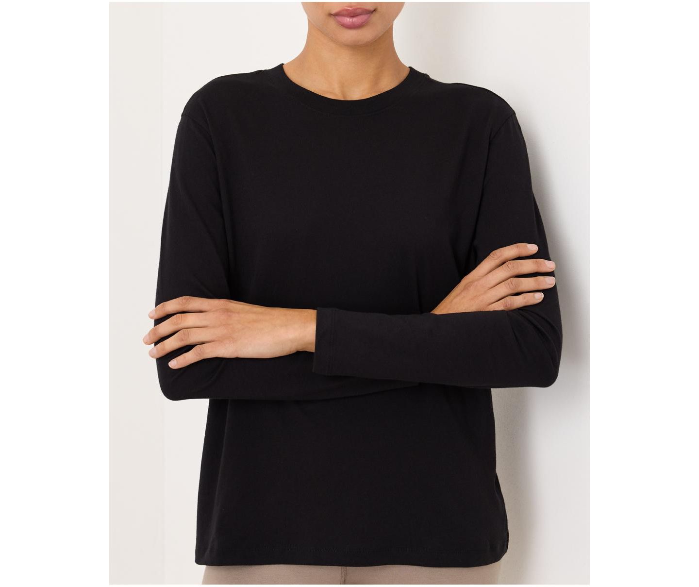Женская футболка Pact Organic Cotton Softspun Essential Crewneck Long Sleeve, цвет: Чёрный — фото 2
