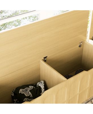 L-Shaped Modular Storage Bench with Cushion