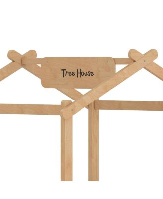 Streamdale Twin Size House Floor Bed with Guardrails, Roof, Tray & Signboard