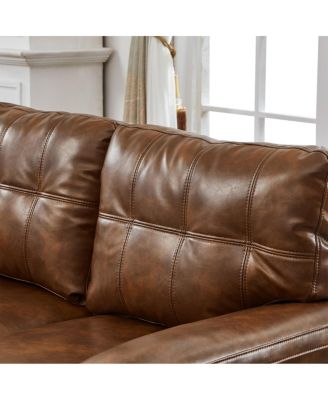 59" Modern Faux Leather Loveseat Couch with Storage and Big Armrests