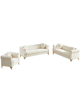 Velvet Copper Stud Detailing & Tufted Buttons Chesterfield sofa