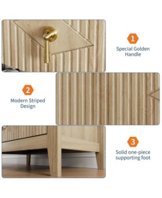 Wood Nightstand Fluted Dresser for Bedroom, 27.5" Wide 3-Drawer Bedside Tables, Modern Chest of Drawers, Storage End Table Living Room