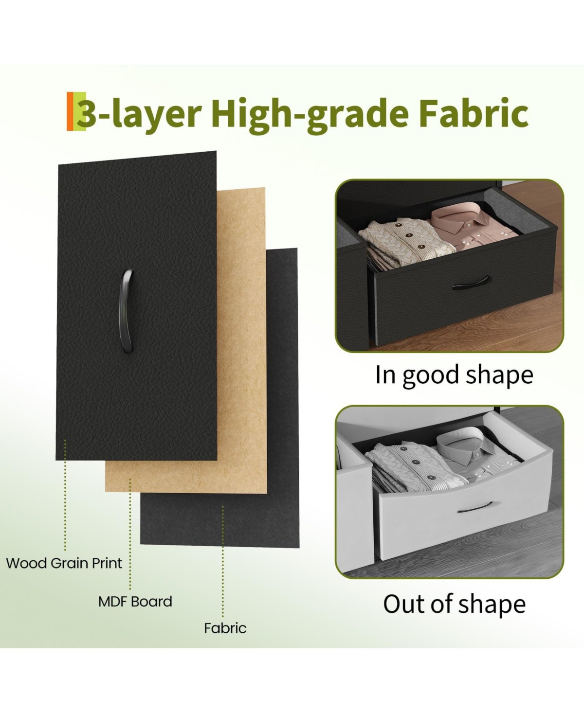 gaomon 8 Drawer Fabric Dresser Tv Stand with Wooden Top,Metal Frame Storage Chest,Wide Closet Organizer for Bedroom Living Room