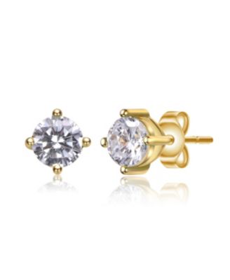 GigiGirl Sterling Silver Solitaire Stud Earrings - Gold
