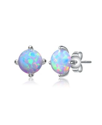 GigiGirl Sterling Silver Solitaire Stud Earrings - Opal
