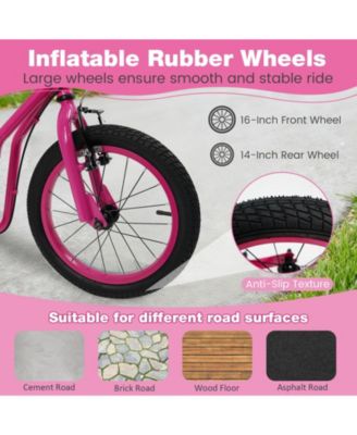 Youth Scooter with Adjustable Handlebar and 16/14-Inch Inflatable Wheels
