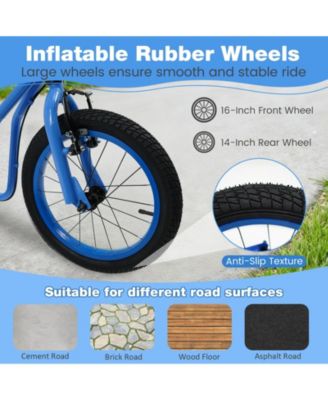 Youth Scooter with Adjustable Handlebar and 16/14-Inch Inflatable Wheels