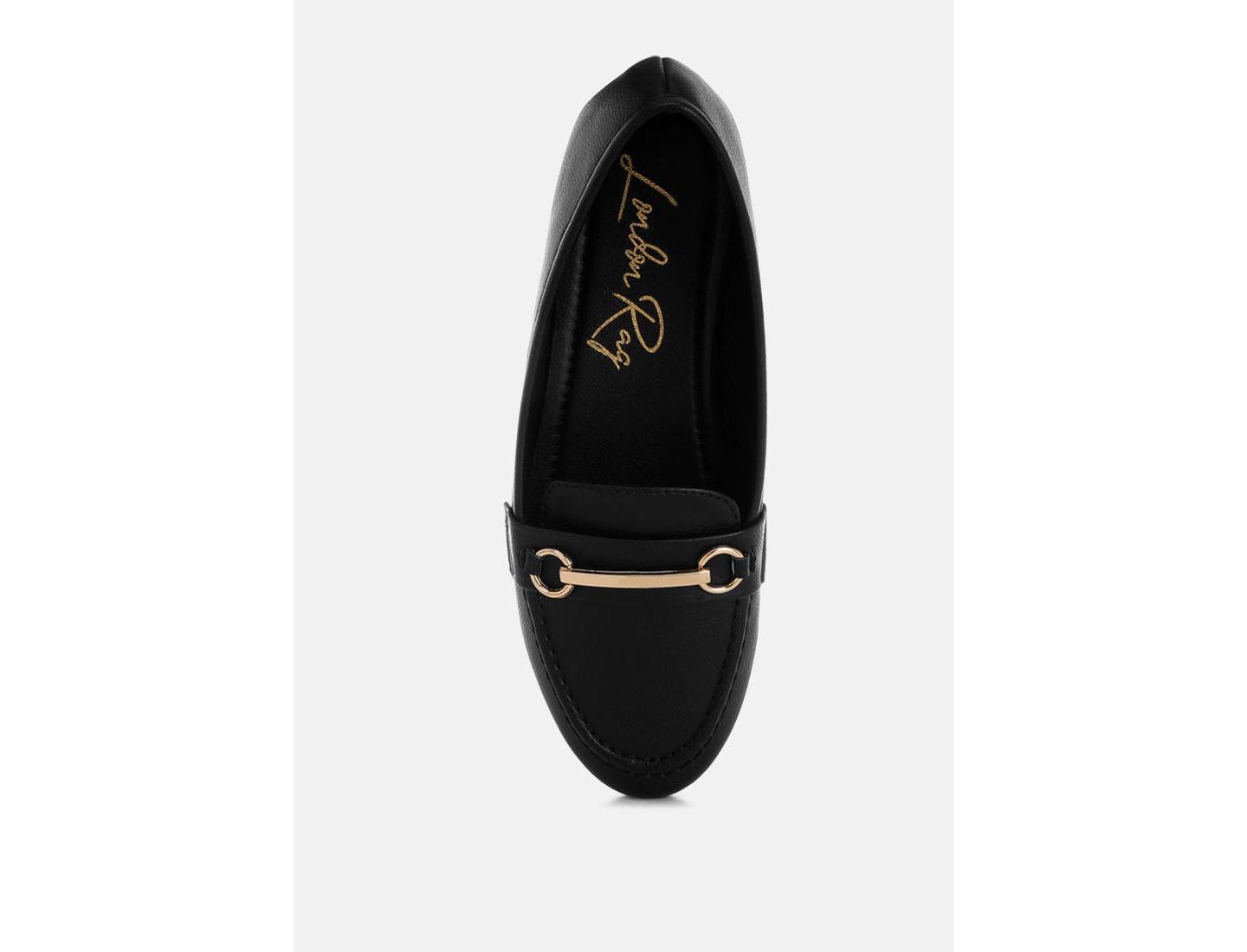 Женские туфли London Rag Oliot Horsebit Detail Flat, цвет: Чёрная искусственная кожа — фото 4