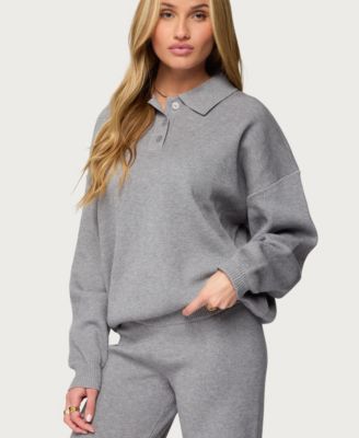Womens Lorie Oversized Knit Polo Sweater