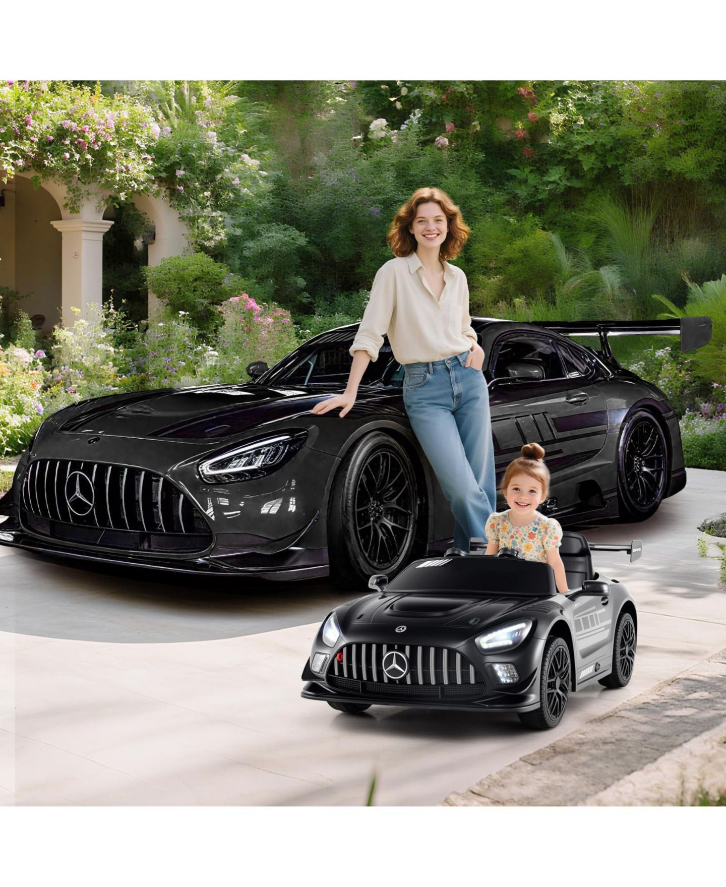 Детская игрушка Mecale Mercedes-AMG GT3 Licensed Remote Control Ride-On Car, 45"L x 26"W x 17"H, Ages 3–6, цвет: Чёрный — фото 2