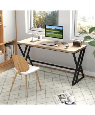 59" Computer Desk with Heavy-Duty Metal Frame and Crossbar Support, Workstation