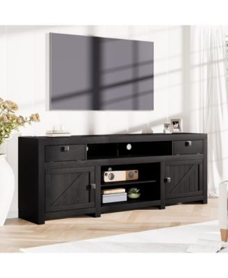 Farmhouse TV Stand for Tv Up to 80 Inches, Long Entertainment Center with 4 Storage Drawers & 3 Open Shelf