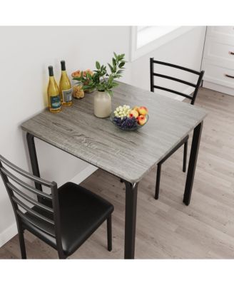 3-Piece Kitchen Dining Room Table Chair Set,Dining Table Set for 2,Square 29.1 x 29.1 x 30 in Table with 2 Metal- Chair