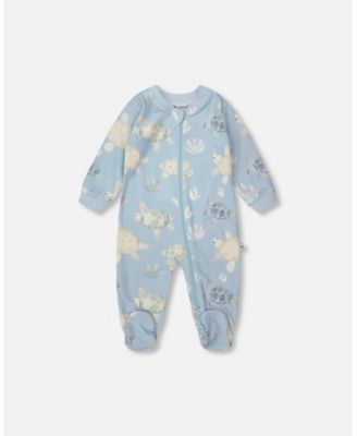 Baby Boys Cotton Jersey One-Piece Pyjama Blue Turtle Print.