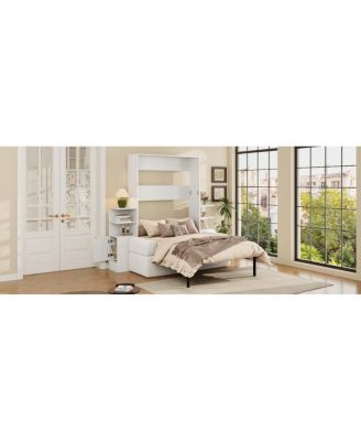 Queen Size Wall Murphy Bed with Sofa and Storage Cabinets