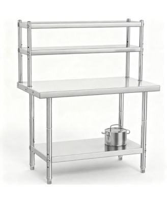 Stainless Steel Workbench with Shelves for Kitchen, Garage, Workshop