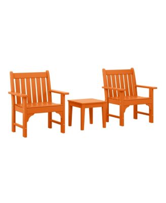 Outdoor Patio 3-Piece HDPE Adirondack Garden Chairs with Square Adirondack Side Table Set