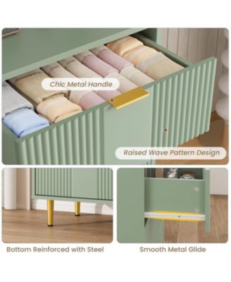 Fluted Dresser for Bedroom with 5 Drawers, 44.3" Tall Modern Chest of Drawers with Metal Handle, Wooden Closet Clothes Storage Organizer