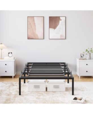 16" Bed Frame, Heavy Duty Metal Platform Bed Frame, Noise Free Full Bed Frame with Under-Bed Storage and Steel Slats Support