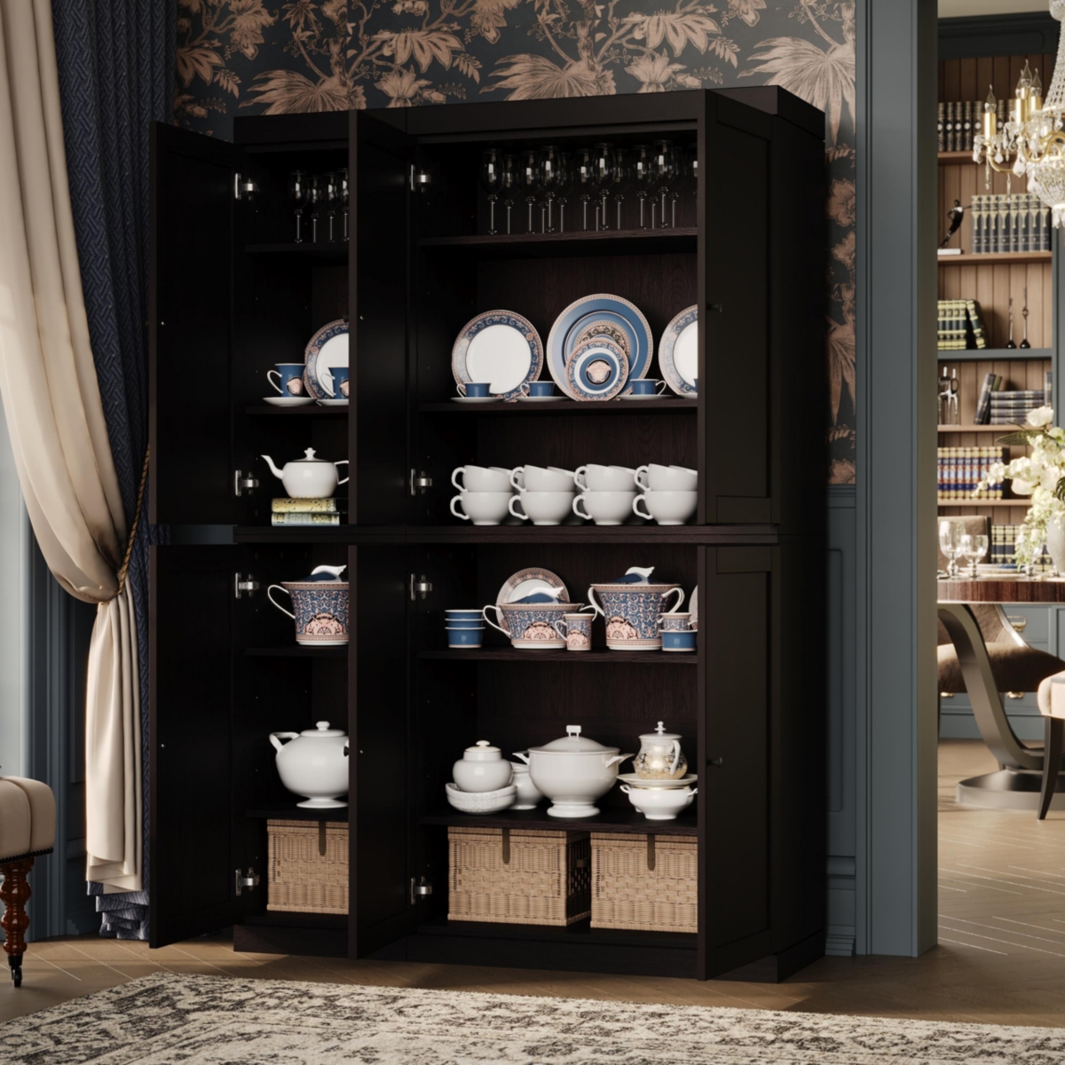 Palace Imports Premium 48" Wide, 71.5" Tall 100% Solid European Oak Hardwood Modular Dining Room Cabinet with Shaker Doors