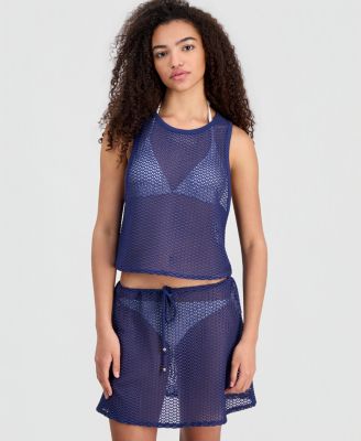 Women's Crochet Swim Cover Up Crop Tank Top